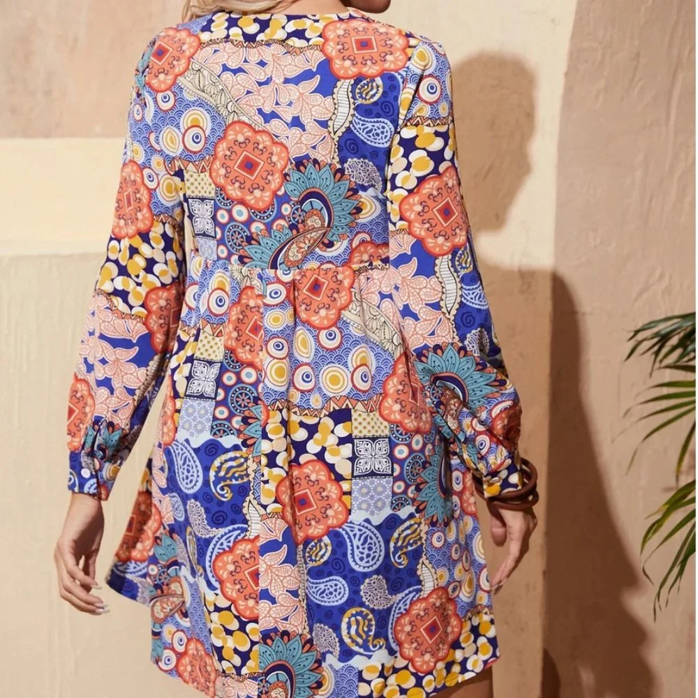 Floral & Paisley Print Dress - Picture 2 of 6